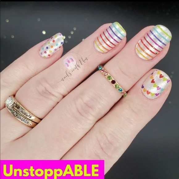 *Retired* Color Street: UnstoppABLE | Awareness Set Hearts Ribbons White Rainbow - Picture 5 of 10